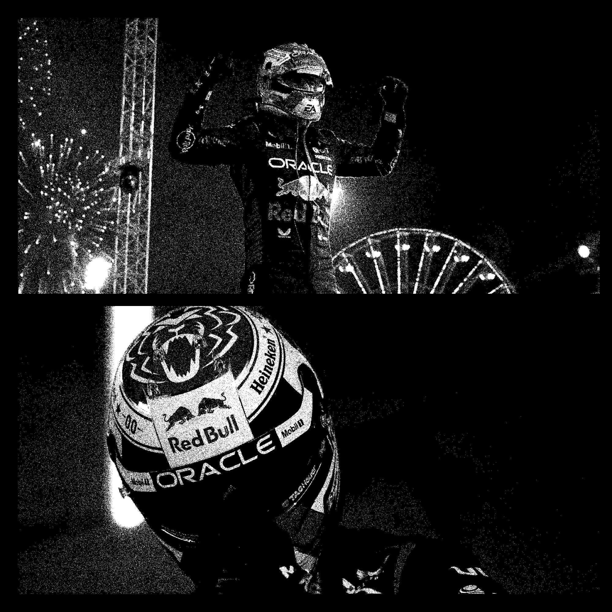 A monochrome motorsport image processed with an early Sevro graph